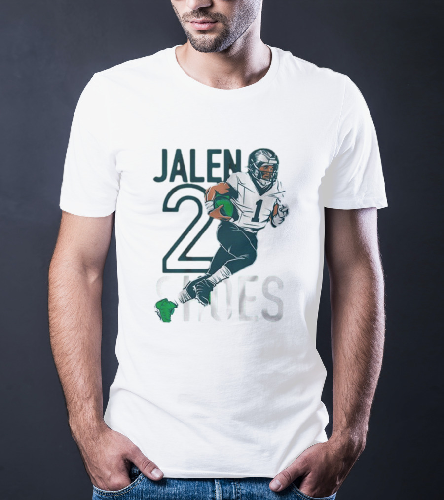 Jalen Hurts Two Shoes Philadelphia Eagles NFL Player Football Action T-Shirt