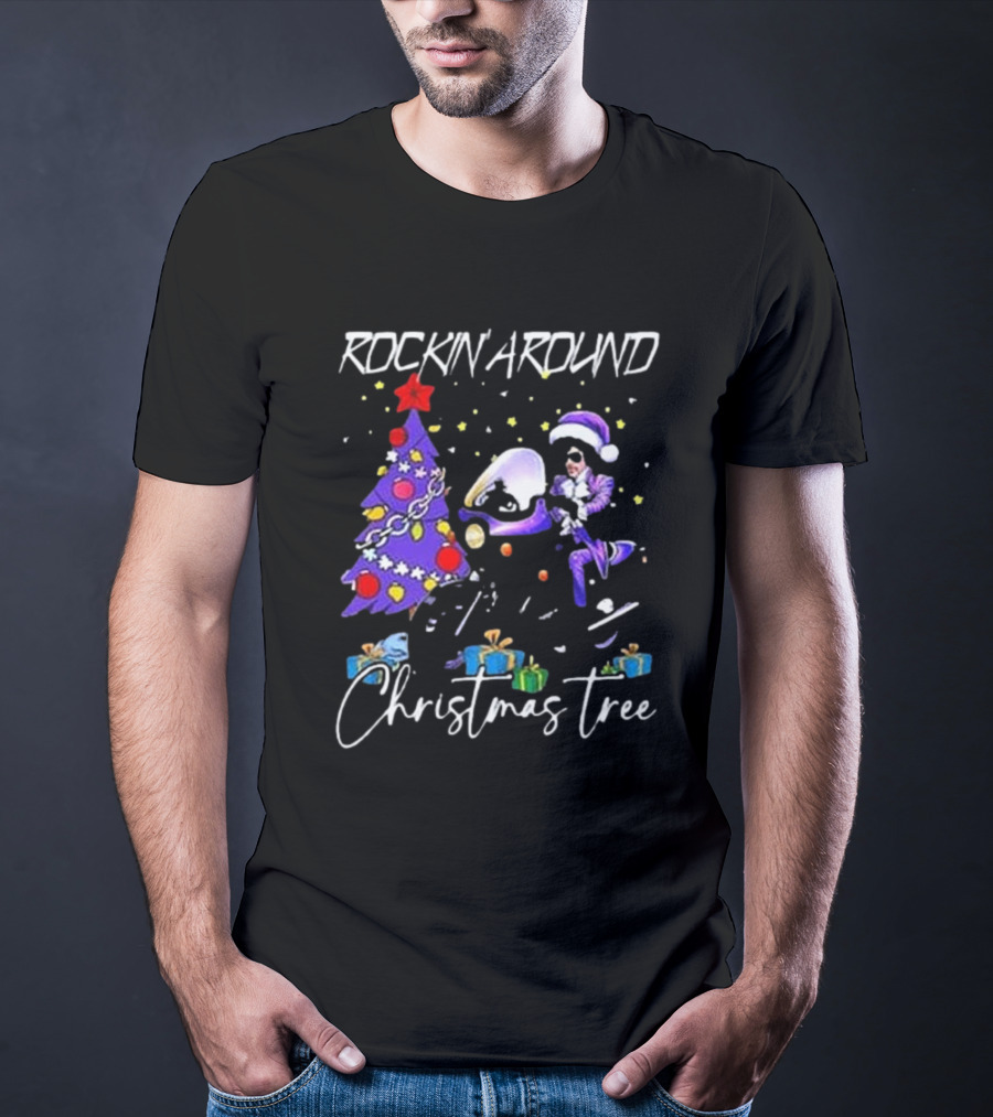 Rockin' Around Christmas Tree In Purple Outfit With Holiday Gifts T-Shirt