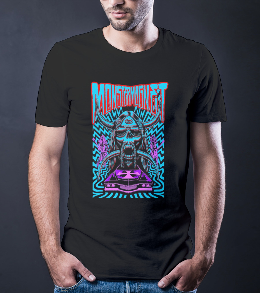 Monster Magnet Vampiric Psychedelic Skull And Car T-Shirt