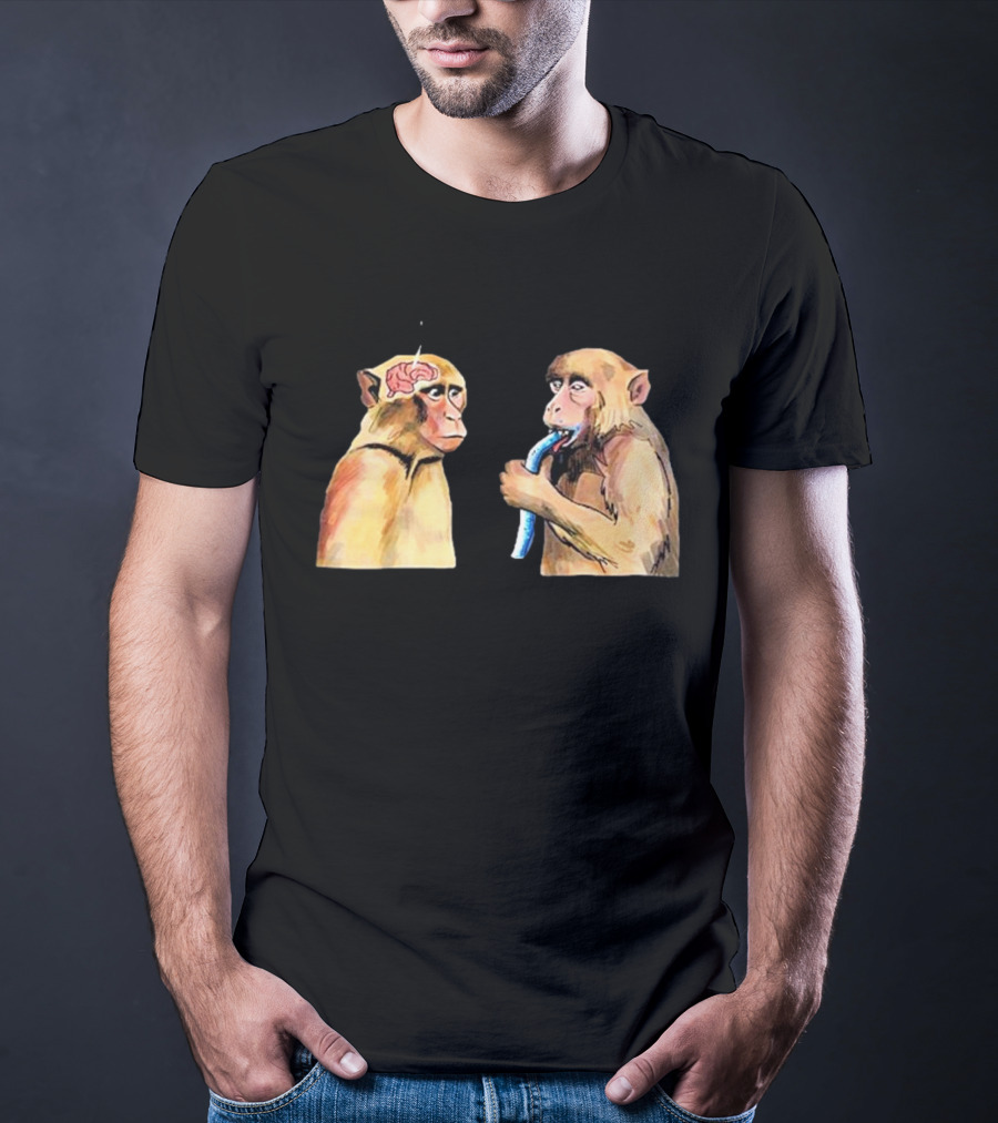 Neuron Activation Monkey Drinking Straw Connection T-Shirt