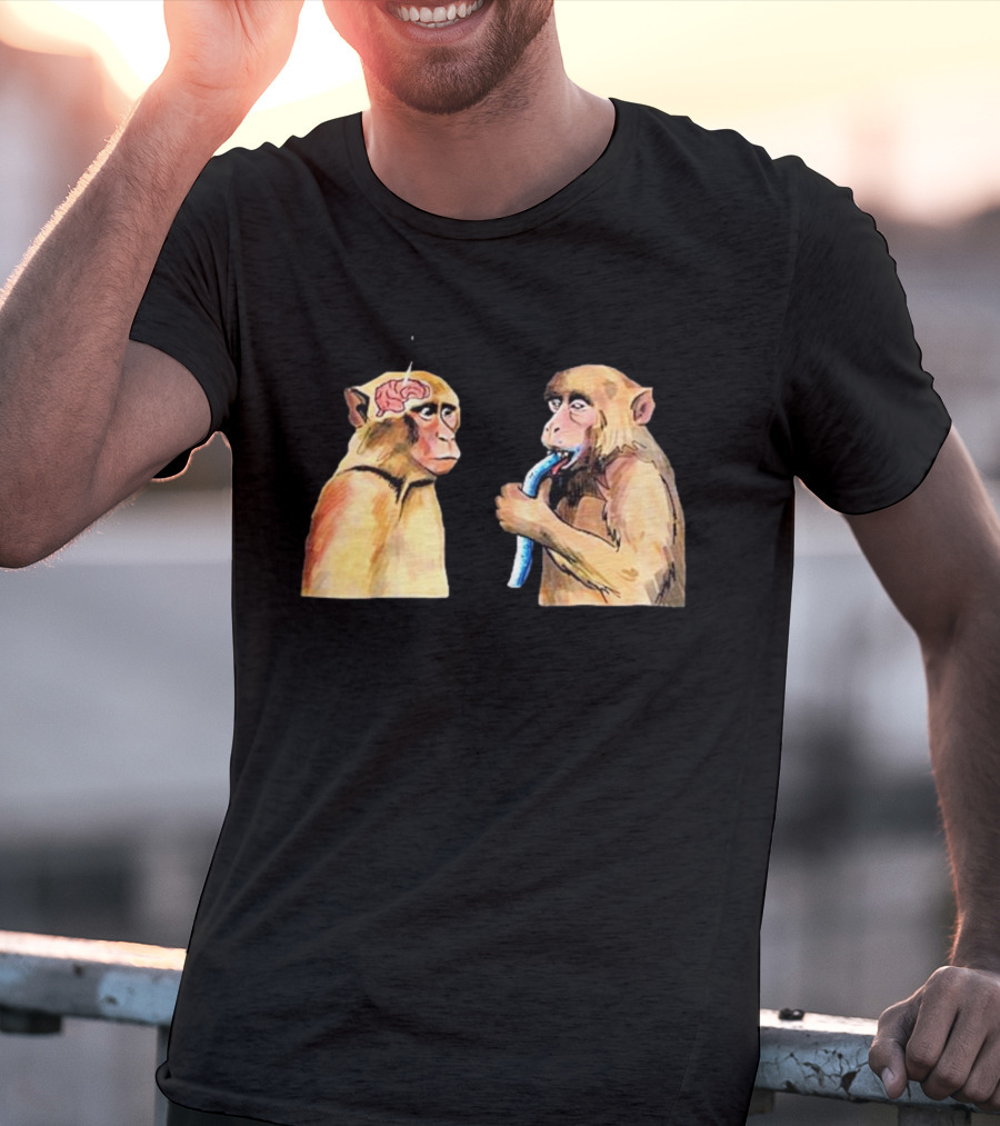 Neuron Activation Monkey Drinking Straw Connection T-Shirt