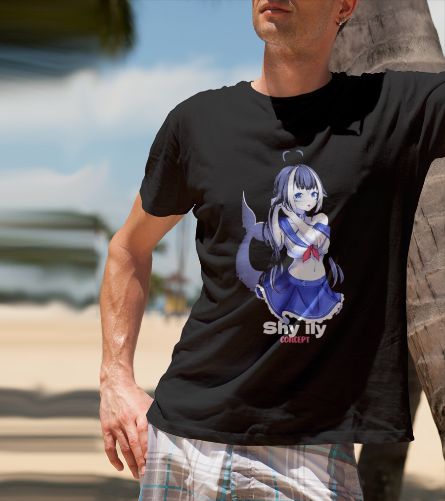 Shy Lily Concept Monochrome Anime Character T-Shirt