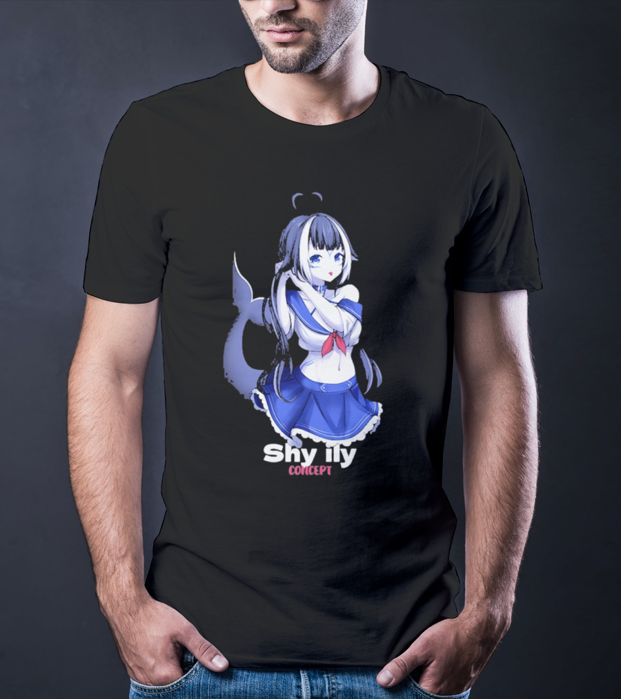Shy Lily Concept Monochrome Anime Character T-Shirt