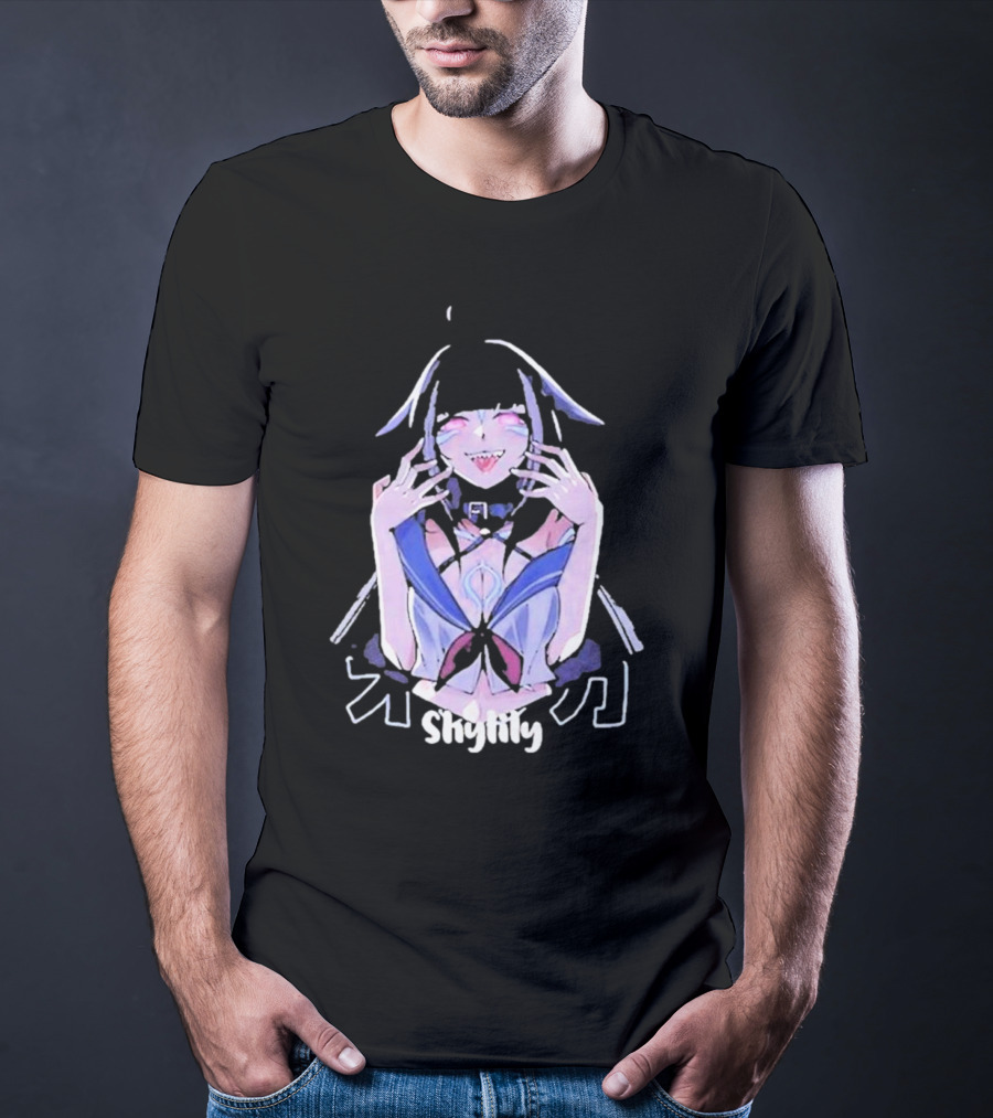 Shylily Yandere Anime Character With Fanged Smile And Pointed Ears T-Shirt