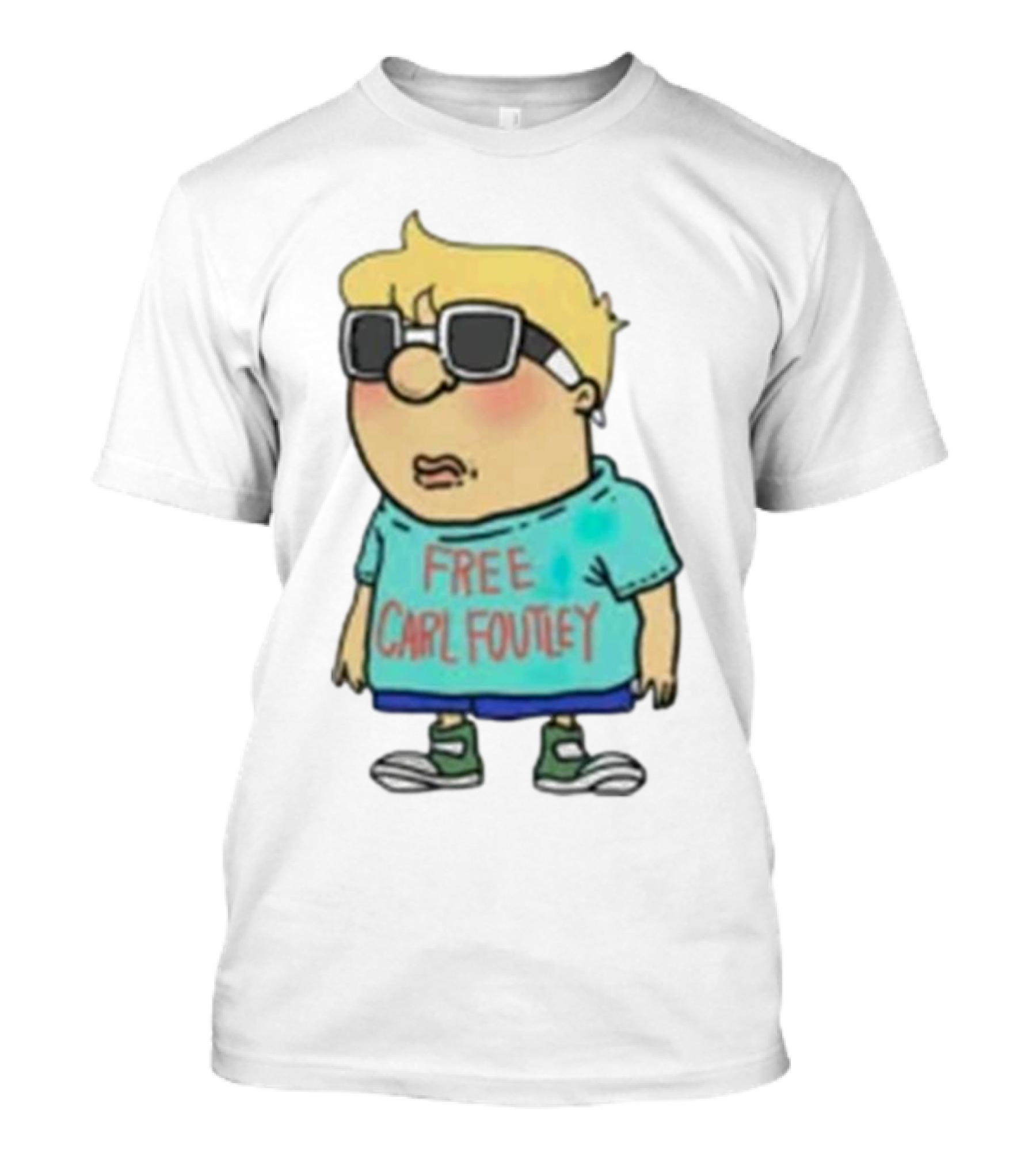 Free Carl Foutley Character With Sunglasses And Green Sneakers T-Shirt