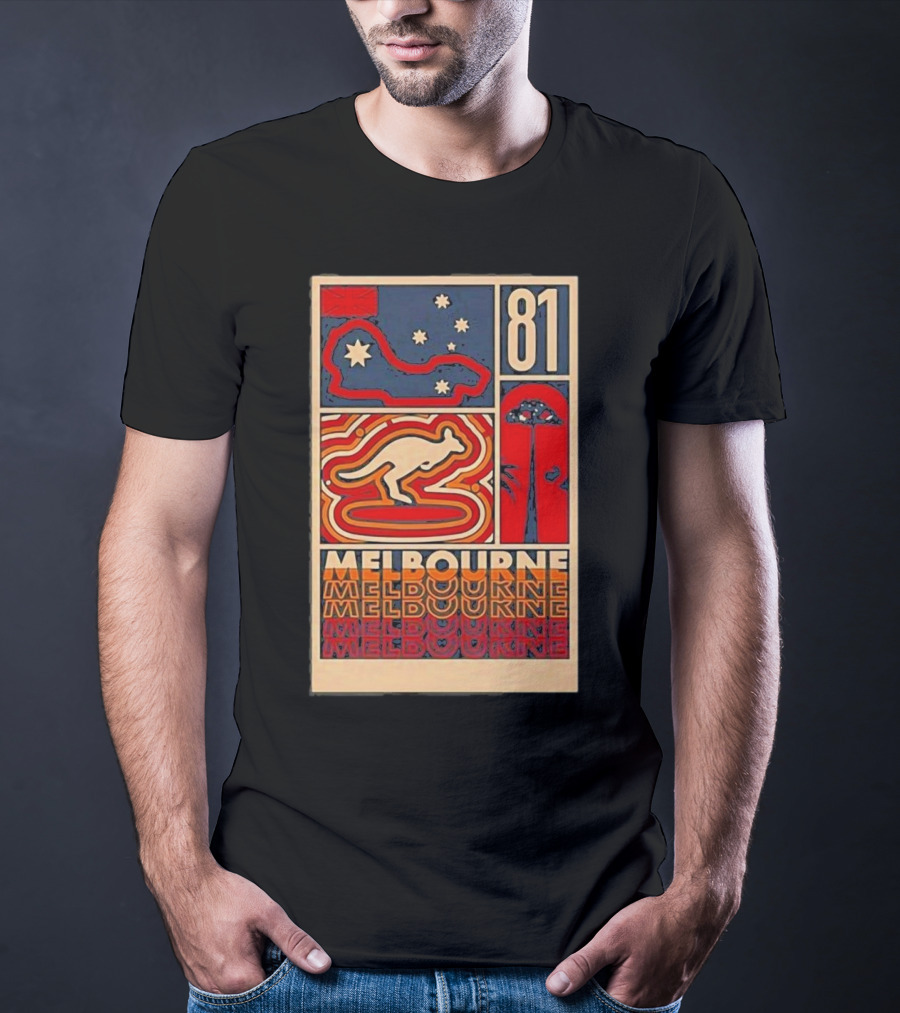 Melbourne 81 Stars Kangaroo Design Funny Oscar Piastri T-Shirt