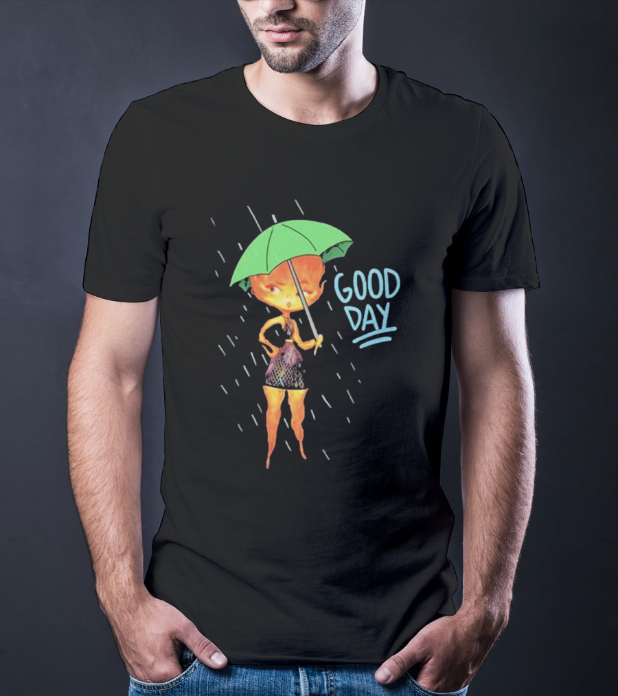 Good Day Ember Lumen Raindrops Green Umbrella T-Shirt