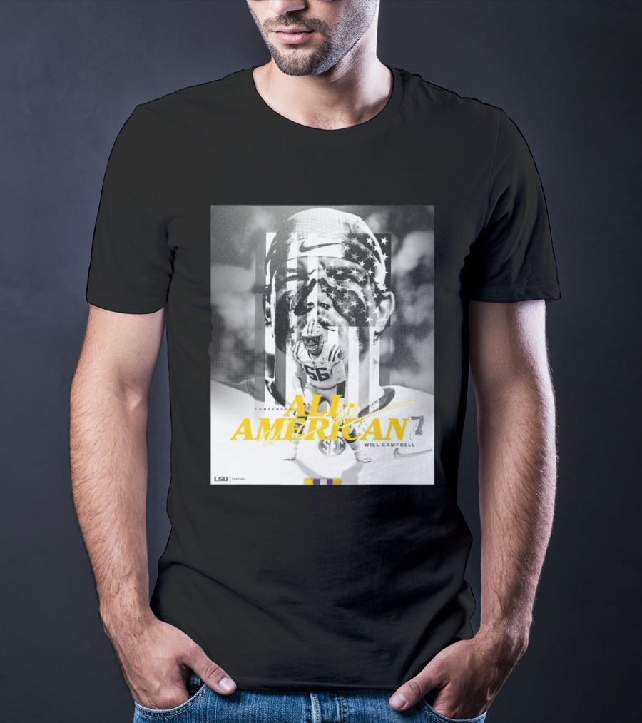 LSU Tigers Football Will Campbell Consensus All-American #66 T-Shirt