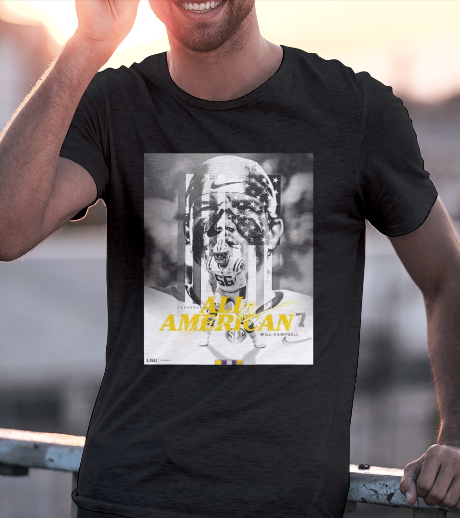 LSU Tigers Football Will Campbell Consensus All-American #66 T-Shirt