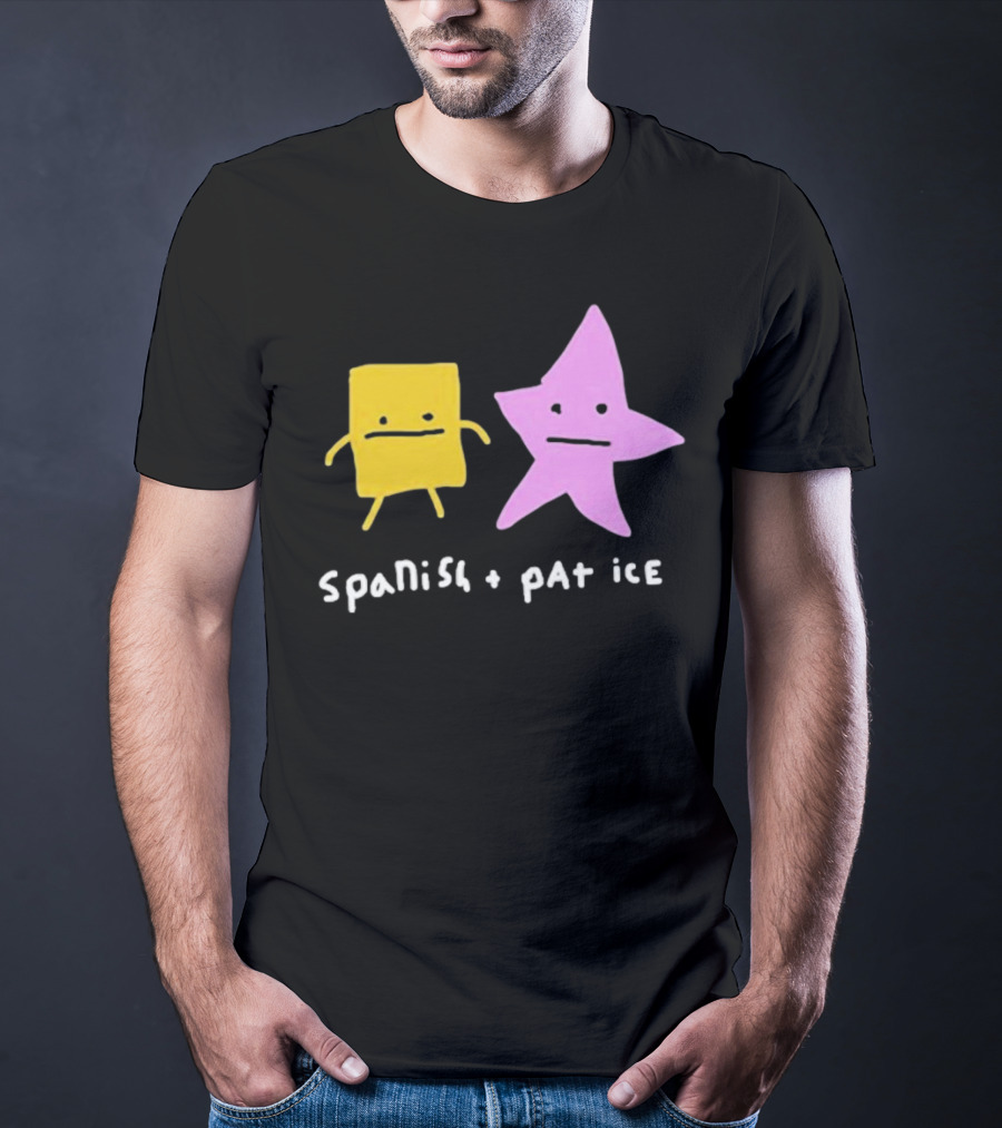 Spanish And Pat Ice Cartoon Square And Star Characters T-Shirt