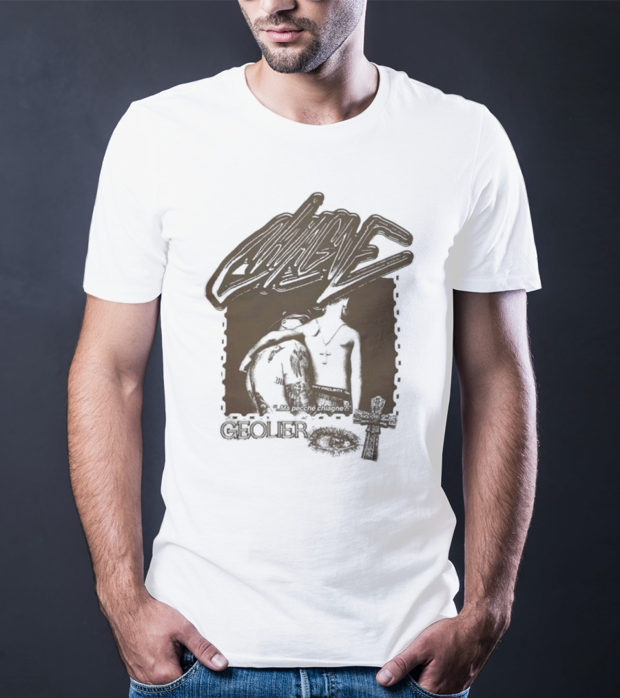 Geolier Chiagne Na Pecché Chiagne Cross Tattoo T-Shirt