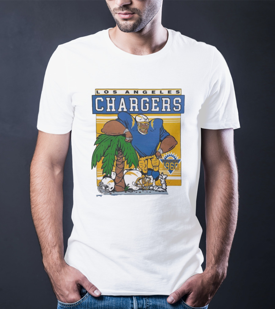 Los Angeles Chargers Crenshaw Skate Club Light Blue Palm Tree Established 1960 Football Player T-Shirt