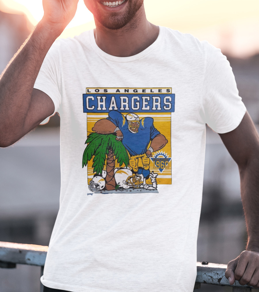 Los Angeles Chargers Crenshaw Skate Club Light Blue Palm Tree Established 1960 Football Player T-Shirt