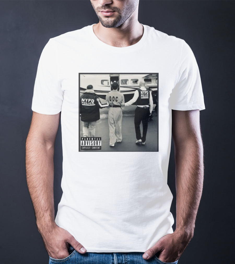 NYPD Police DOC Helicopter Pad Album Cover Parental Advisory T-Shirt