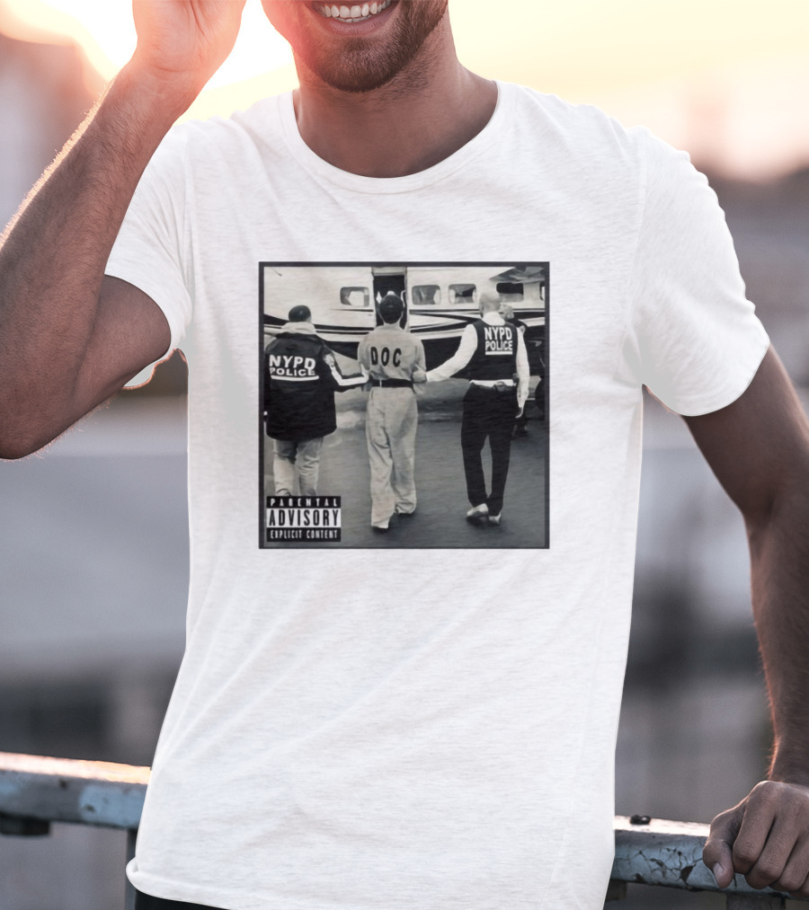NYPD Police DOC Helicopter Pad Album Cover Parental Advisory T-Shirt