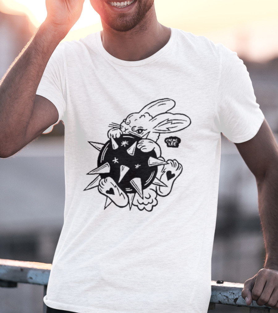 Chloeleeart Morningstar Bunny Holding Spiked Ball With Stars And Hearts T-Shirt