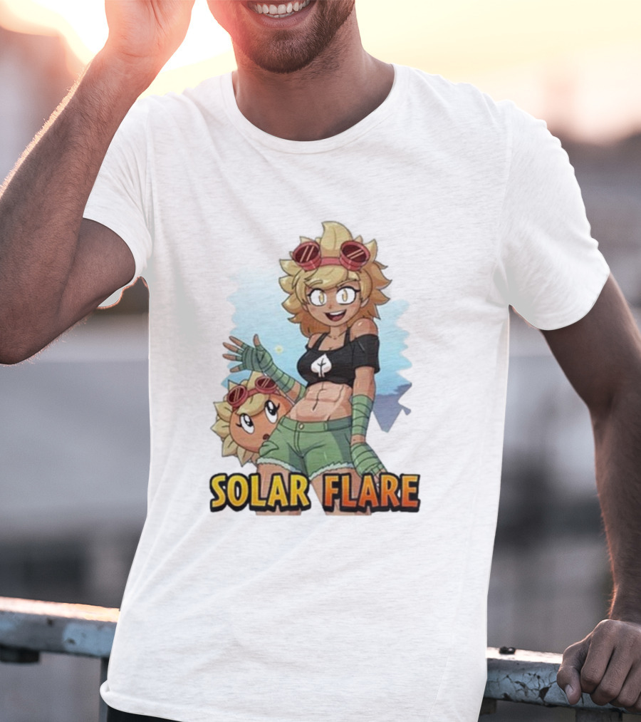 Solar Flare Anime Style Character With Blonde Hair And Goggles T-Shirt
