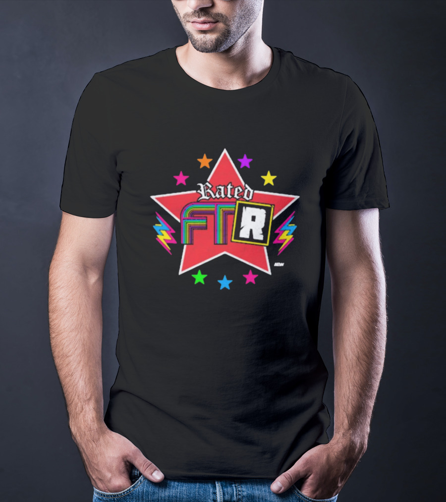 Rated FTR Adam Copeland AEW Star With Lightning And Colorful Retro Stars T-Shirt