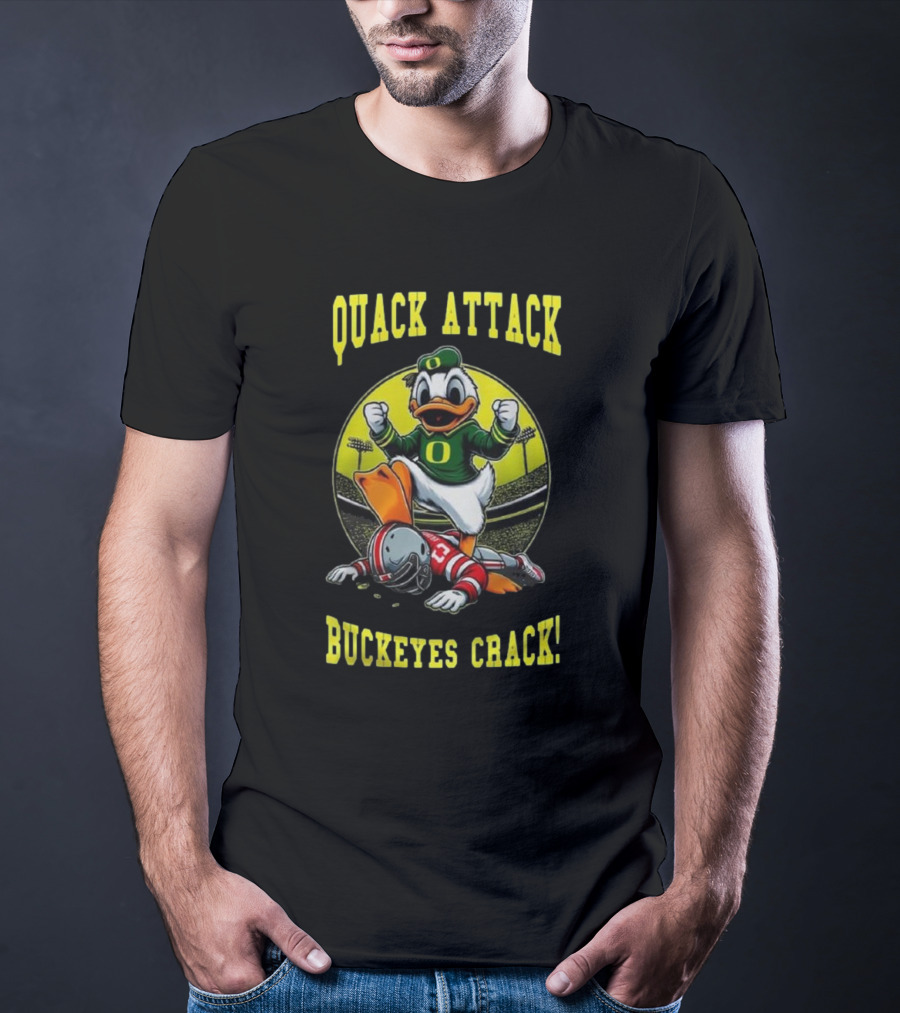 Oregon Ducks Quack Attack Buckeyes Crack Football Mascot Showdown 2025 T-Shirt