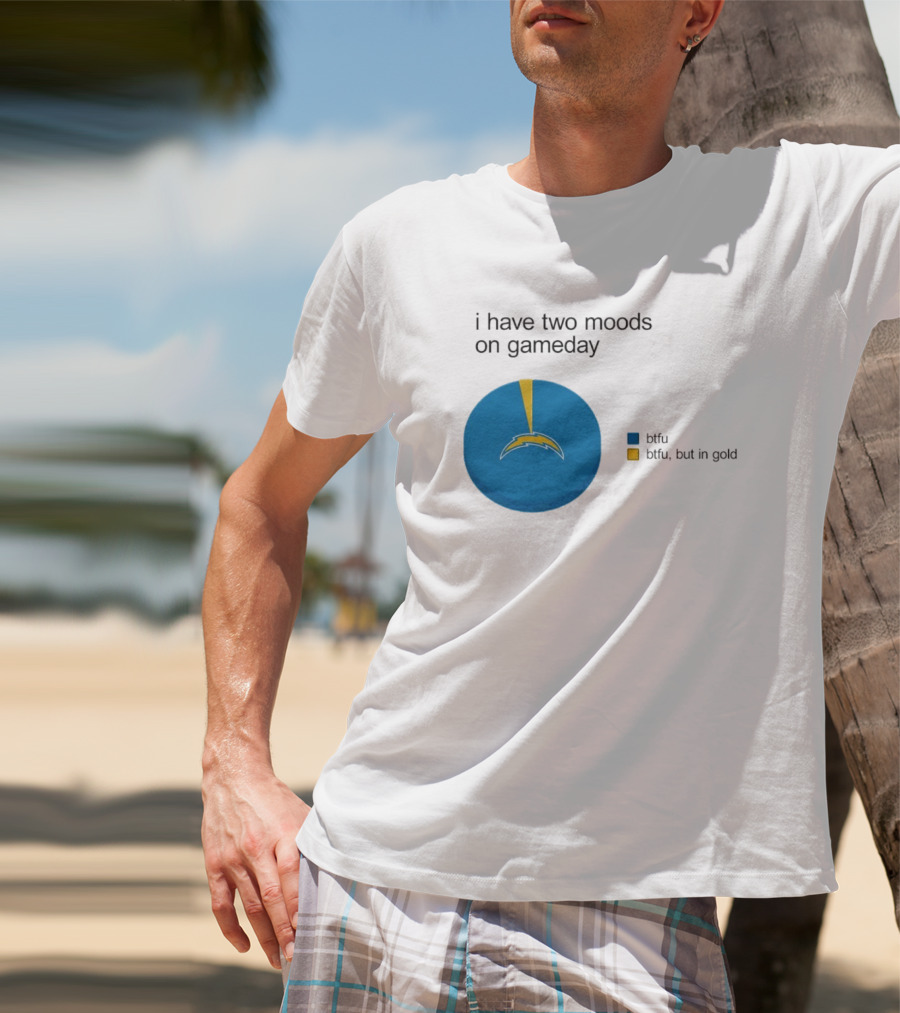 Los Angeles Chargers Two Moods On Gameday Btfu But In Gold T-Shirt