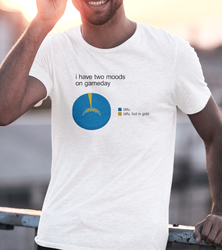 Los Angeles Chargers Two Moods On Gameday Btfu But In Gold T-Shirt