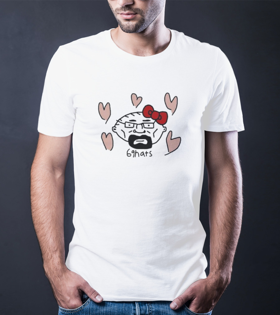 69Hats Hello Waltuh Character Mashup With Red Bow And Hearts T-Shirt