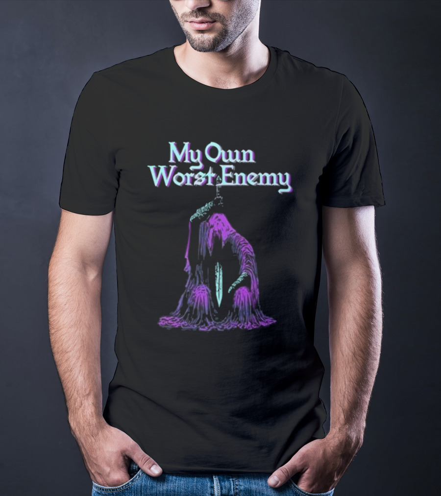 My Own Worst Enemy Raskolapparel Hooded Figure With Sword T-Shirt