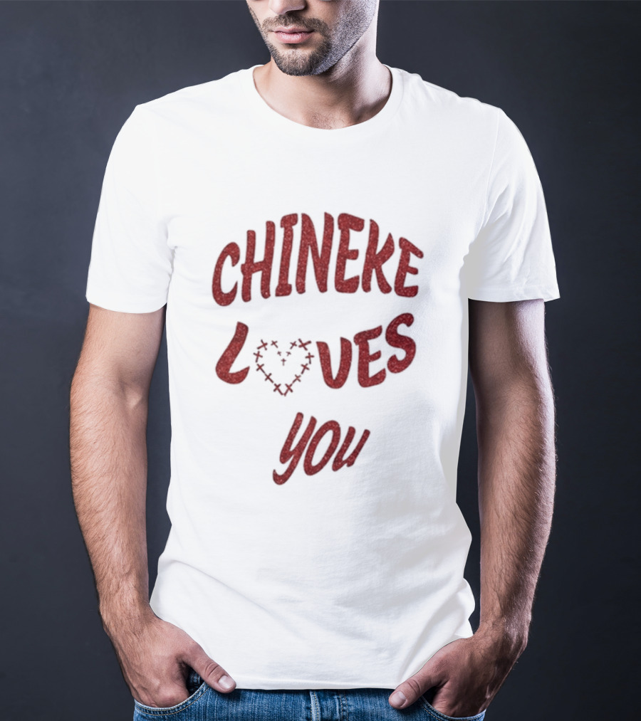 Chineke Loves You Heart Design Christmas T-Shirt