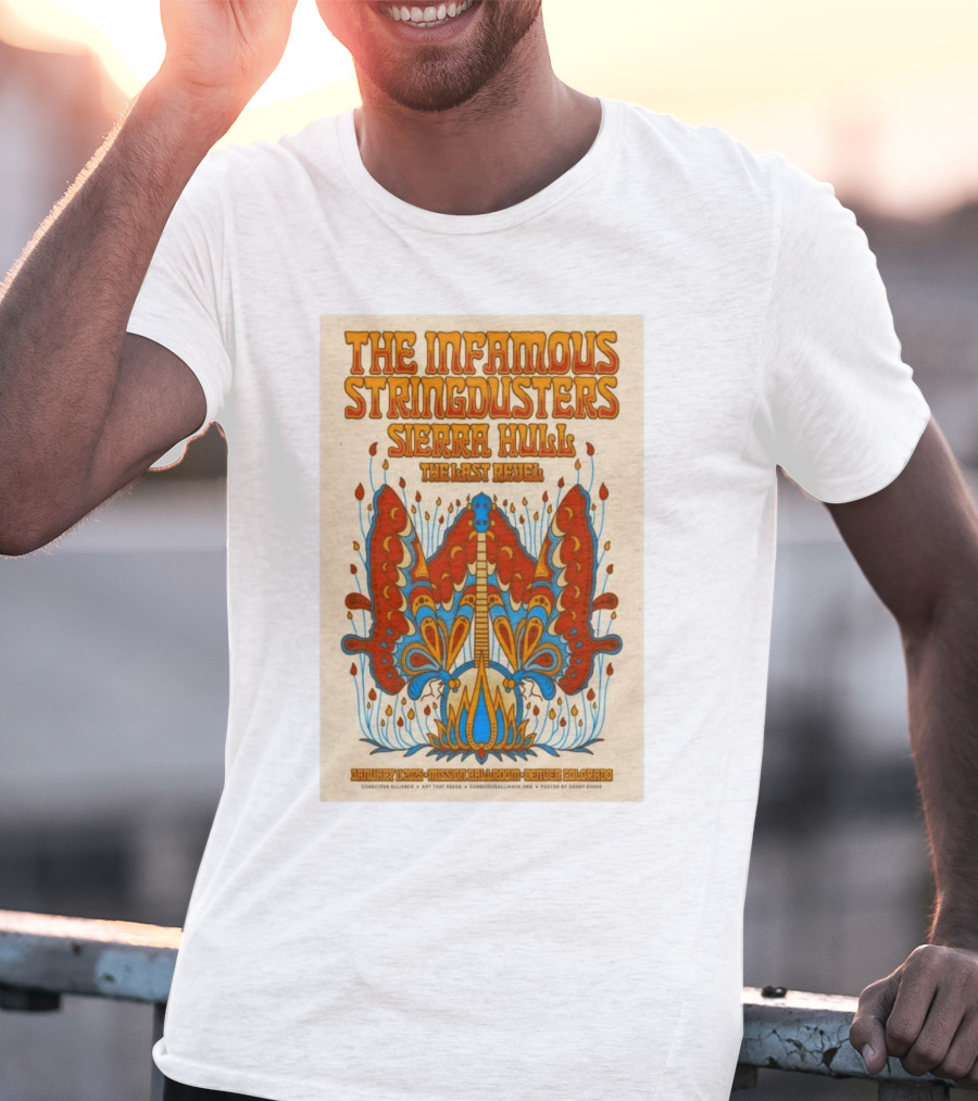 The Infamous Stringdusters And Sierra Hull And The Last Revel Live January 11, 2025 Mission Ballroom Denver CO Vibrant T-Shirt