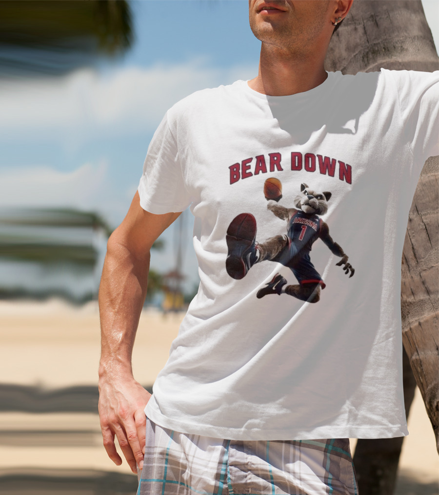 Bear Down Arizona Wildcats 2025 Basketball Mascot T-Shirt