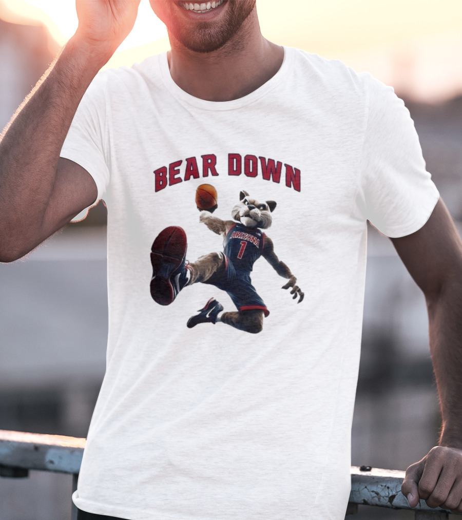 Bear Down Arizona Wildcats 2025 Basketball Mascot T-Shirt