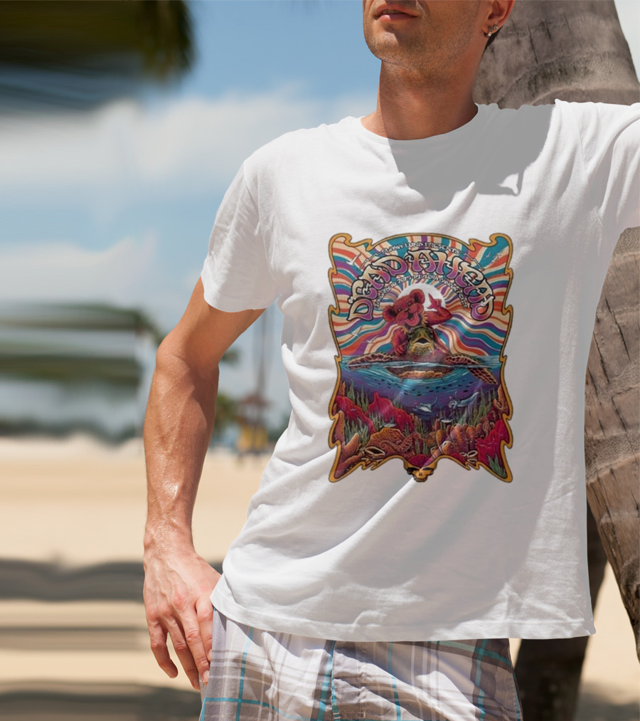 Dead Ahead Festival January 10 2025 Riviera Cancún Mexico Vibrant Turtle And Dancing Bear Psychedelic T-Shirt