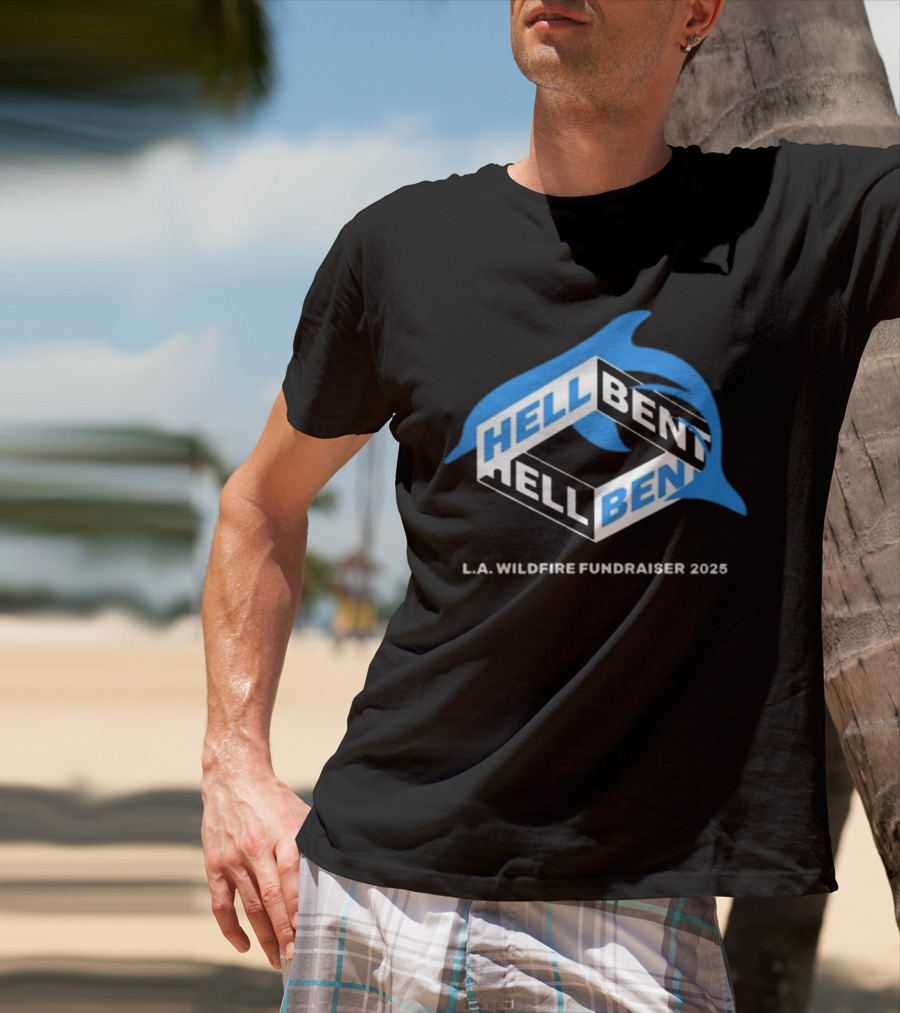 Hellbent L.A. Wildfire Fundraiser 2025 Blue Dolphin T-Shirt