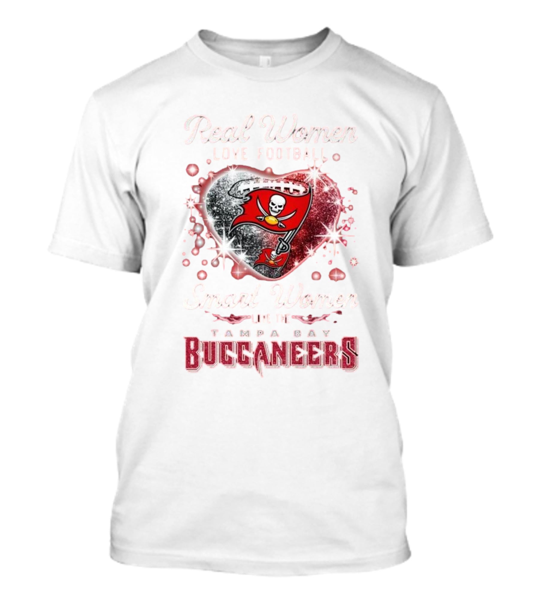 Real Women Love Football Smart Women Love The Tampa Bay Buccaneers Heart T-Shirt