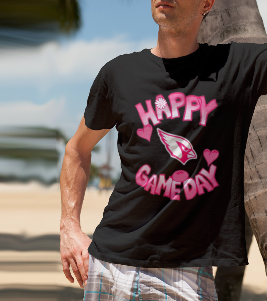 Valentine's Day Arizona Cardinals Happy Gameday 2025 Hearts T-Shirt