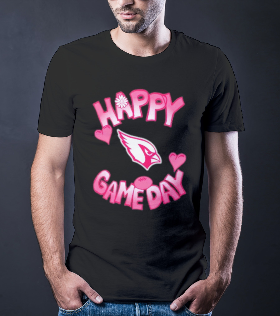 Valentine's Day Arizona Cardinals Happy Gameday 2025 Hearts T-Shirt