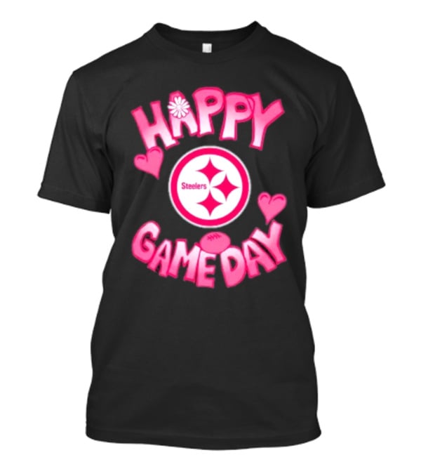 Valentine's Day Steelers Happy Gameday 2025 Hearts And Football T-Shirt