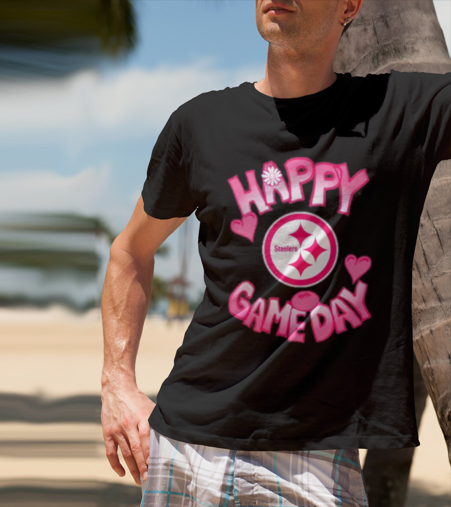Valentine's Day Steelers Happy Gameday 2025 Hearts And Football T-Shirt