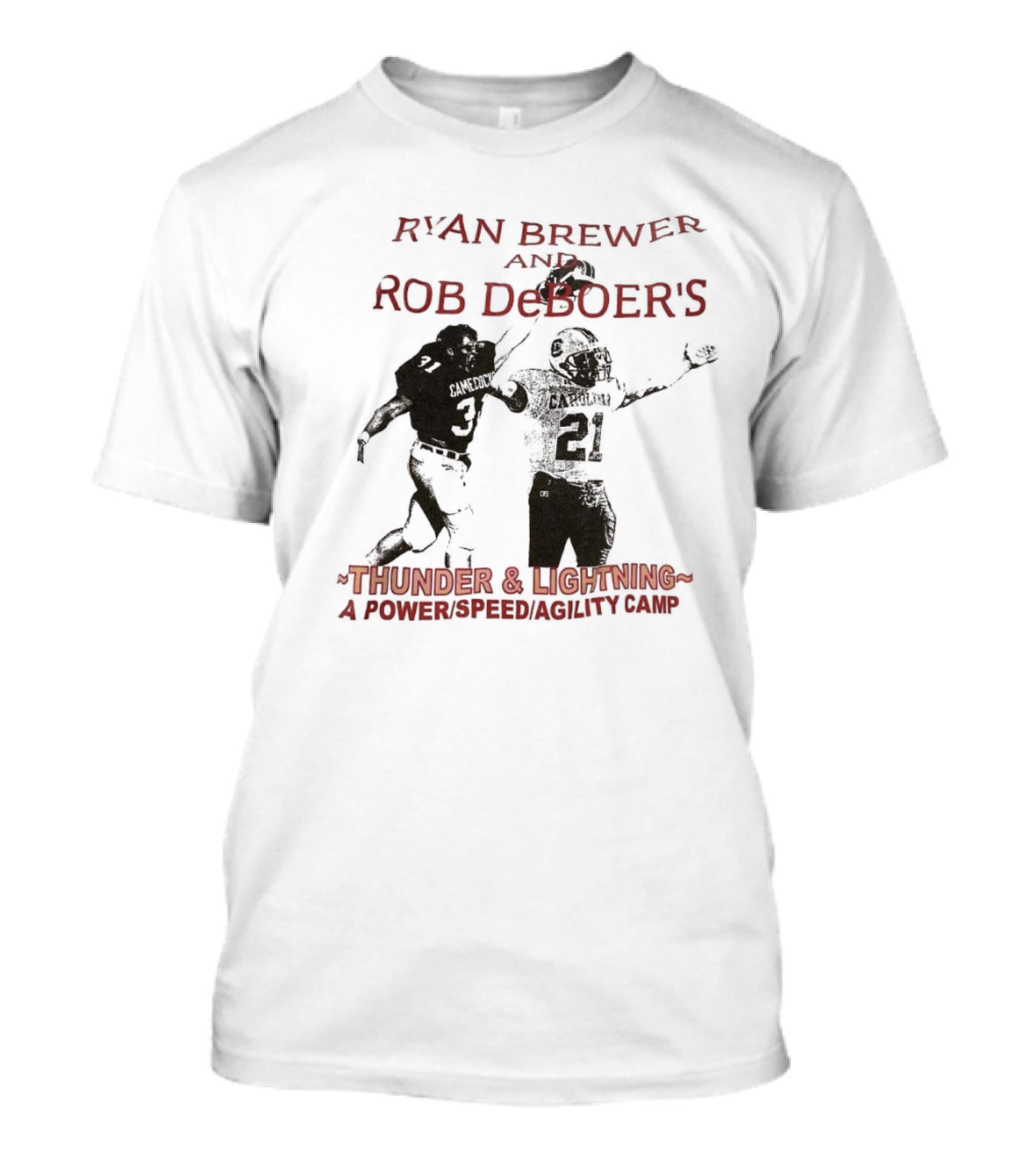 Ryan Brewer And Rob DeBoer Thunder And Lightning Power Speed Agility Camp Gamecocks Football Training T-Shirt