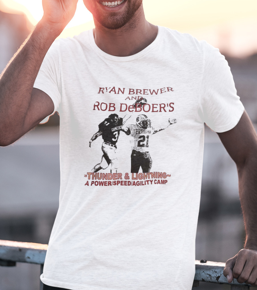 Ryan Brewer And Rob DeBoer Thunder And Lightning Power Speed Agility Camp Gamecocks Football Training T-Shirt