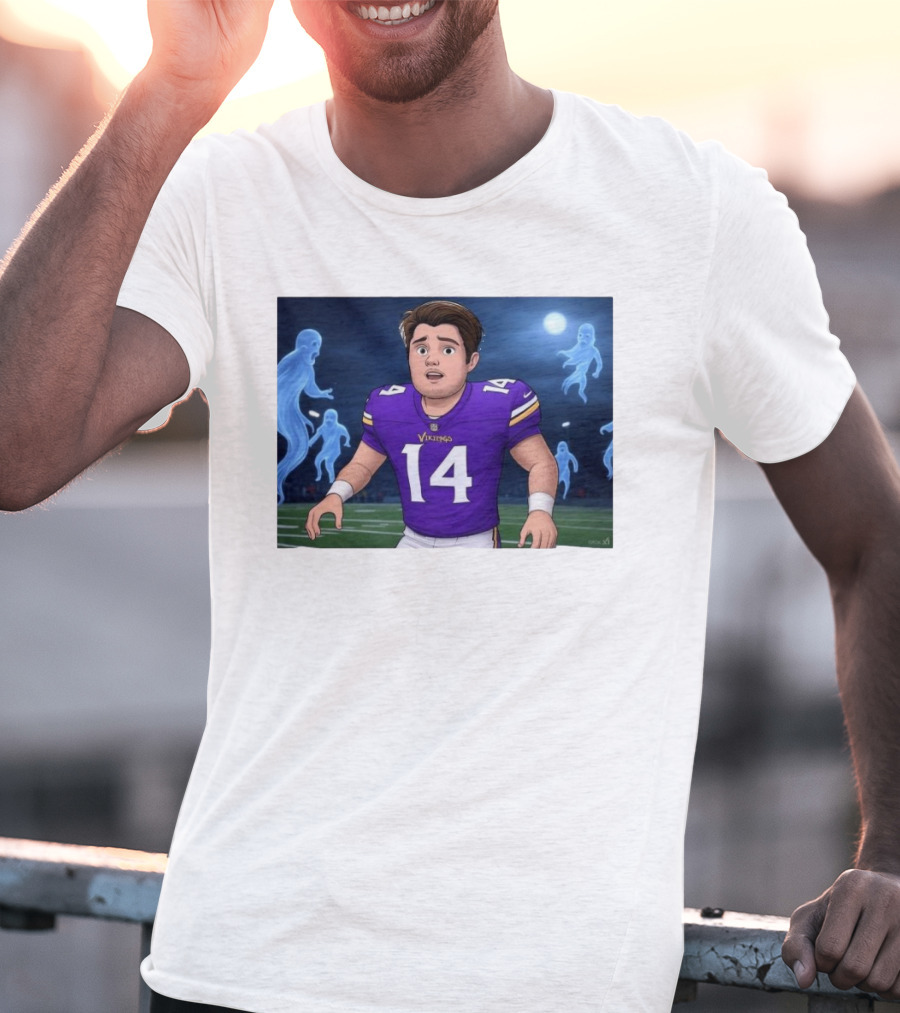 Sam Darnold Haunted By Ghosts In Minnesota Vikings NFL Jersey T-Shirt