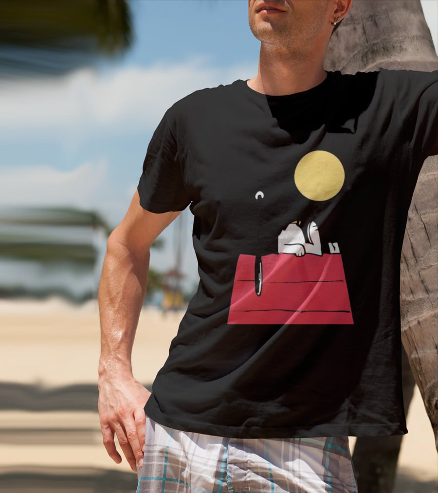 Snoopy Solar Eclipse Peanuts Doghouse Moon Charlie Brown T-Shirt