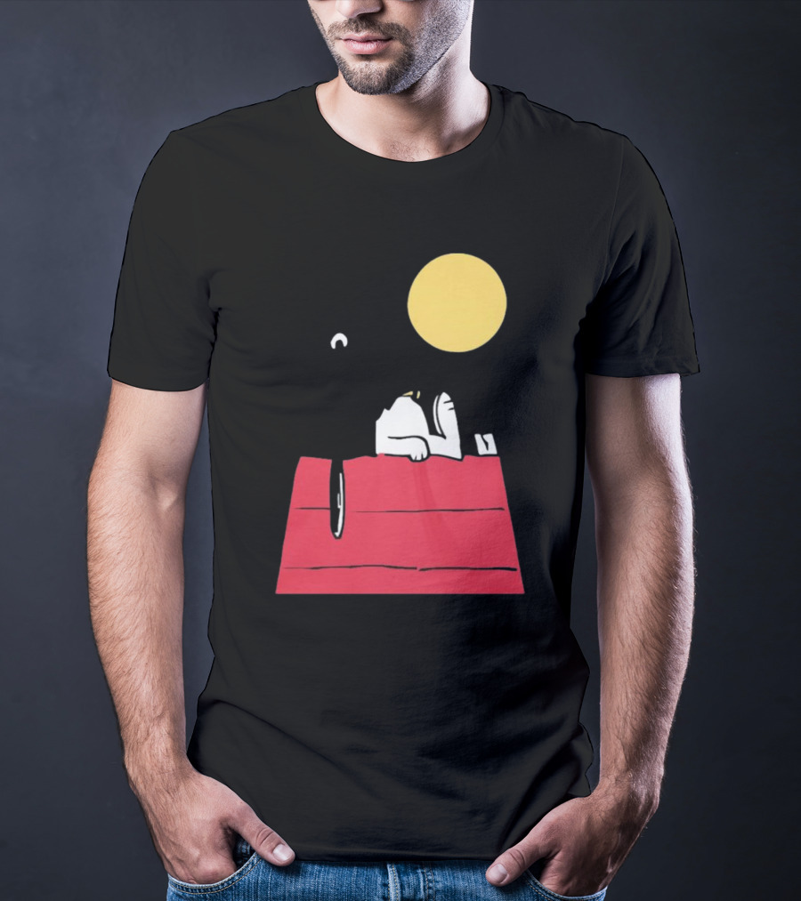 Snoopy Solar Eclipse Peanuts Doghouse Moon Charlie Brown T-Shirt