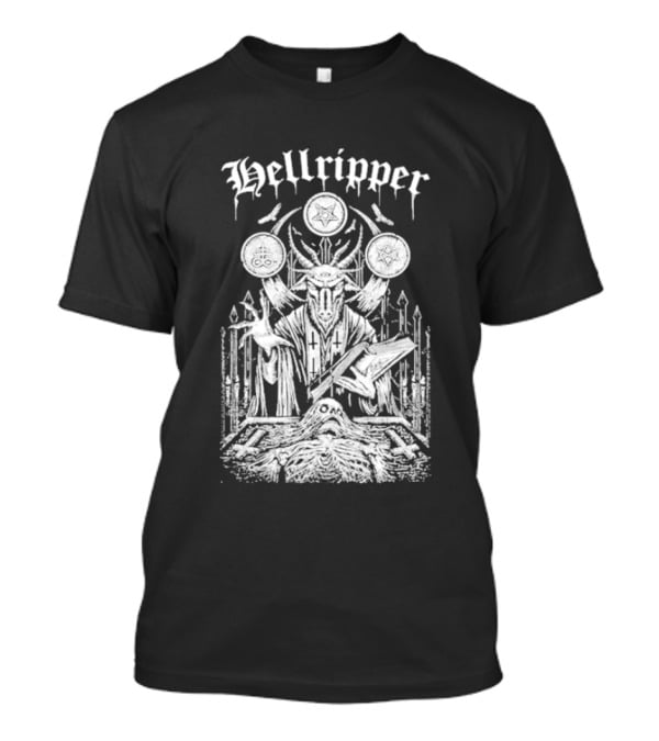 Hellripper Ritual Ceremonial Occult Imagery With Skulls And Antlers T-Shirt