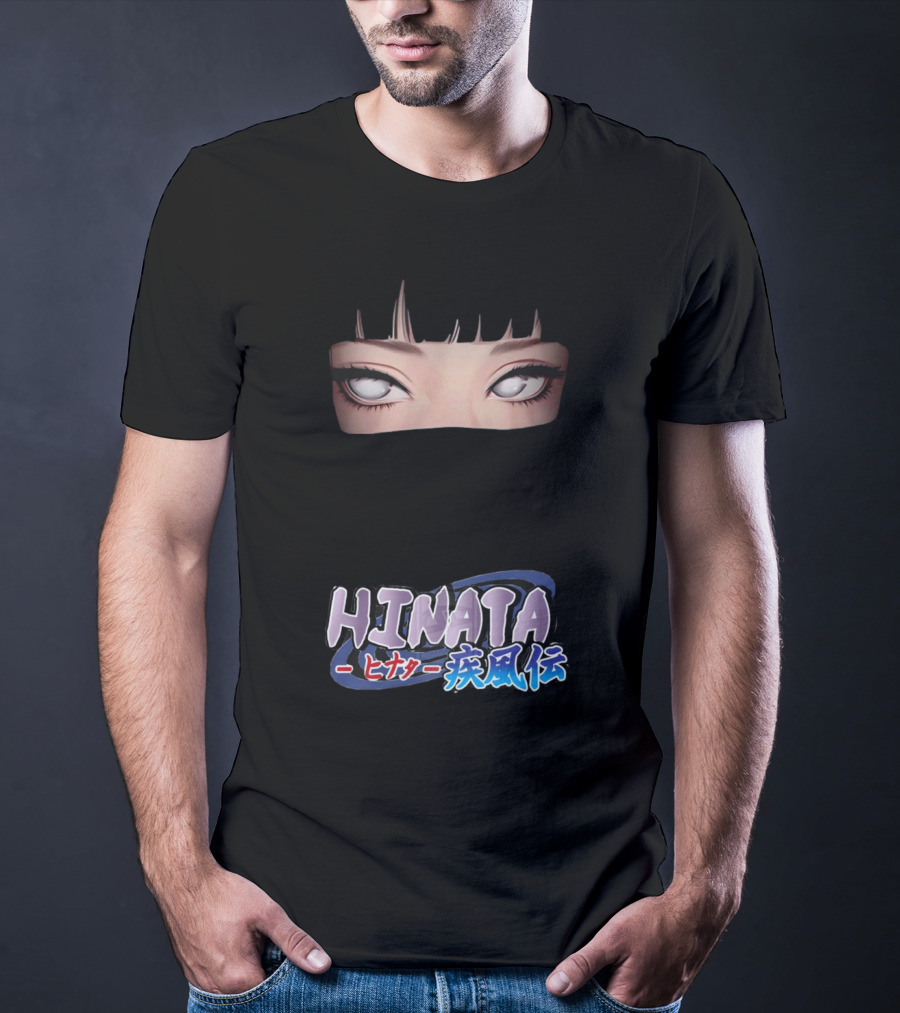 Hinata Hyuga Eyes Japanese Text Anime Style T-Shirt