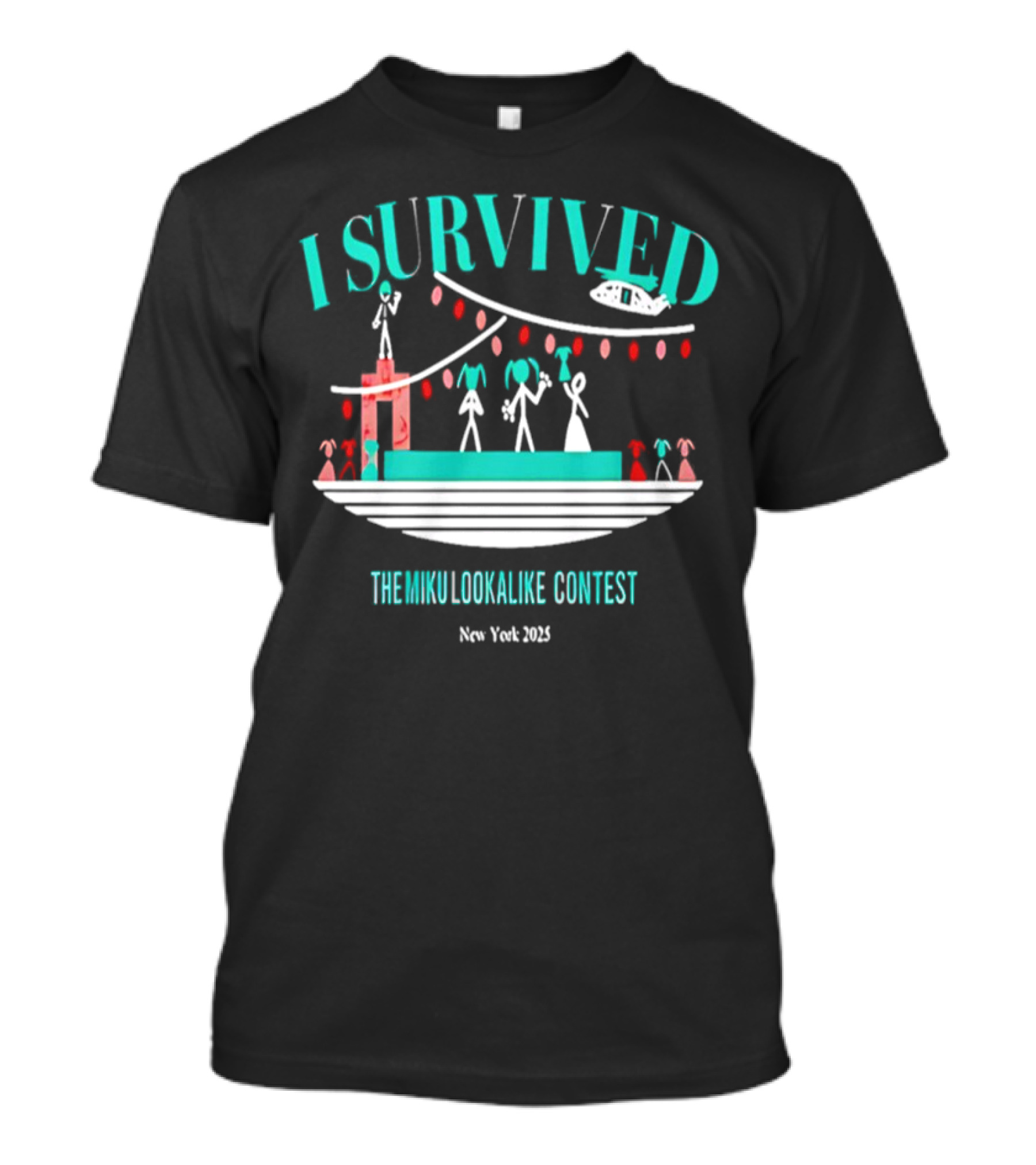 I Survived The Miku Lookalike Contest New York 2025 Blimp Stage Figures T-Shirt