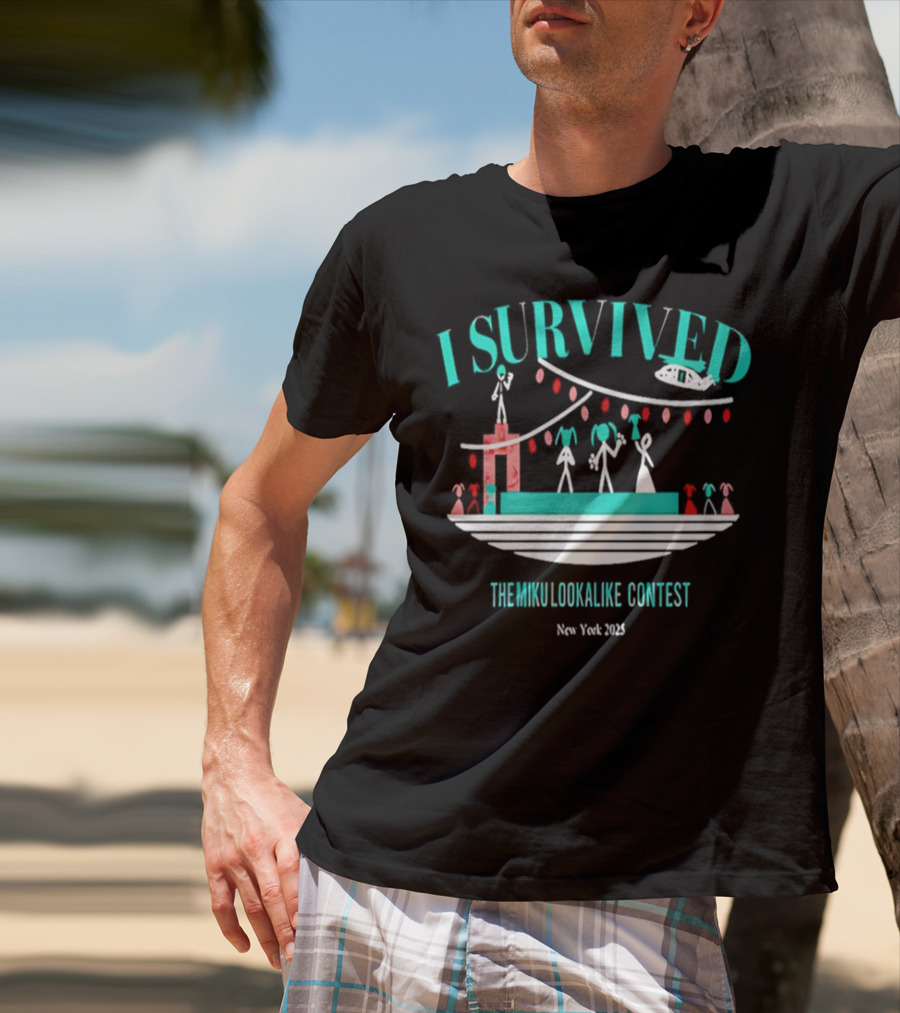 I Survived The Miku Lookalike Contest New York 2025 Blimp Stage Figures T-Shirt