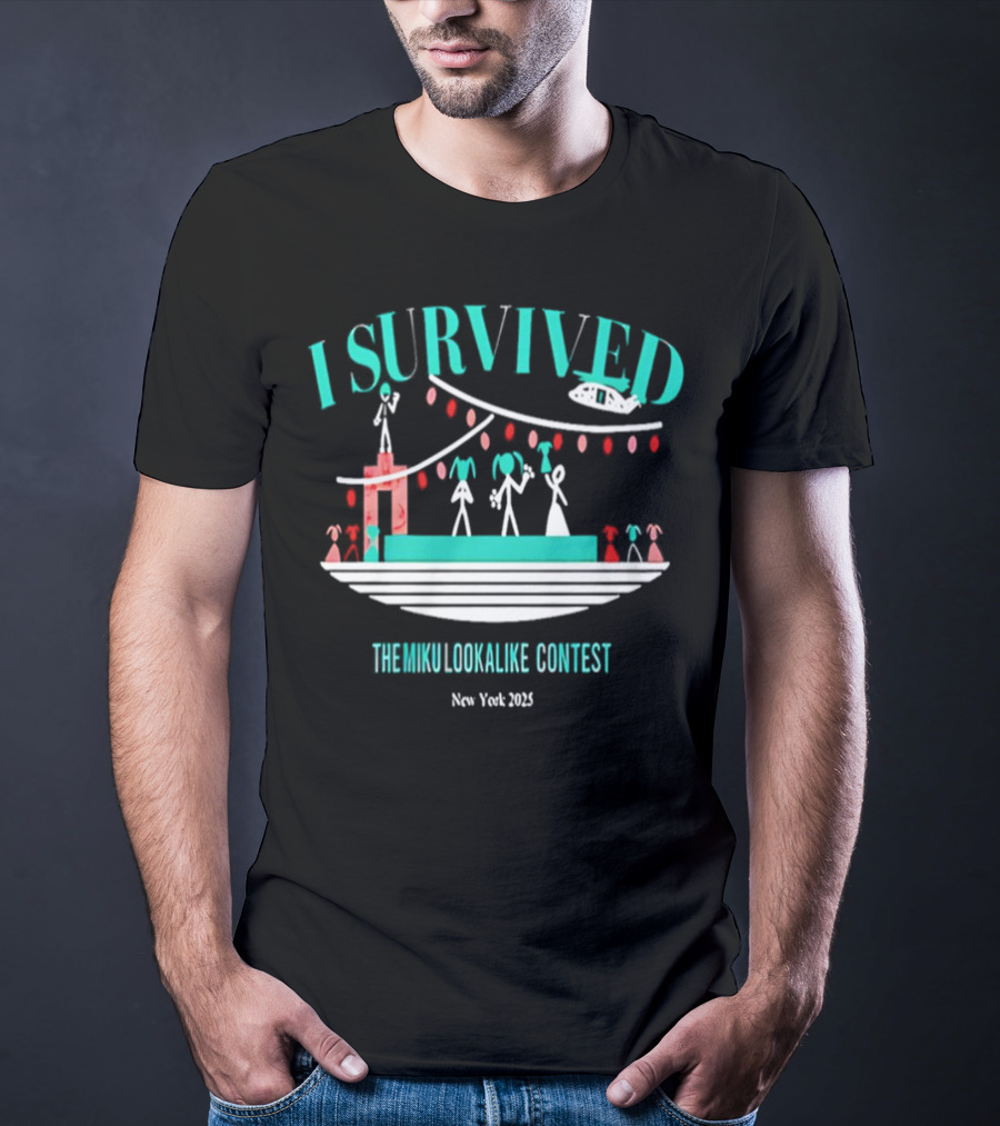 I Survived The Miku Lookalike Contest New York 2025 Blimp Stage Figures T-Shirt