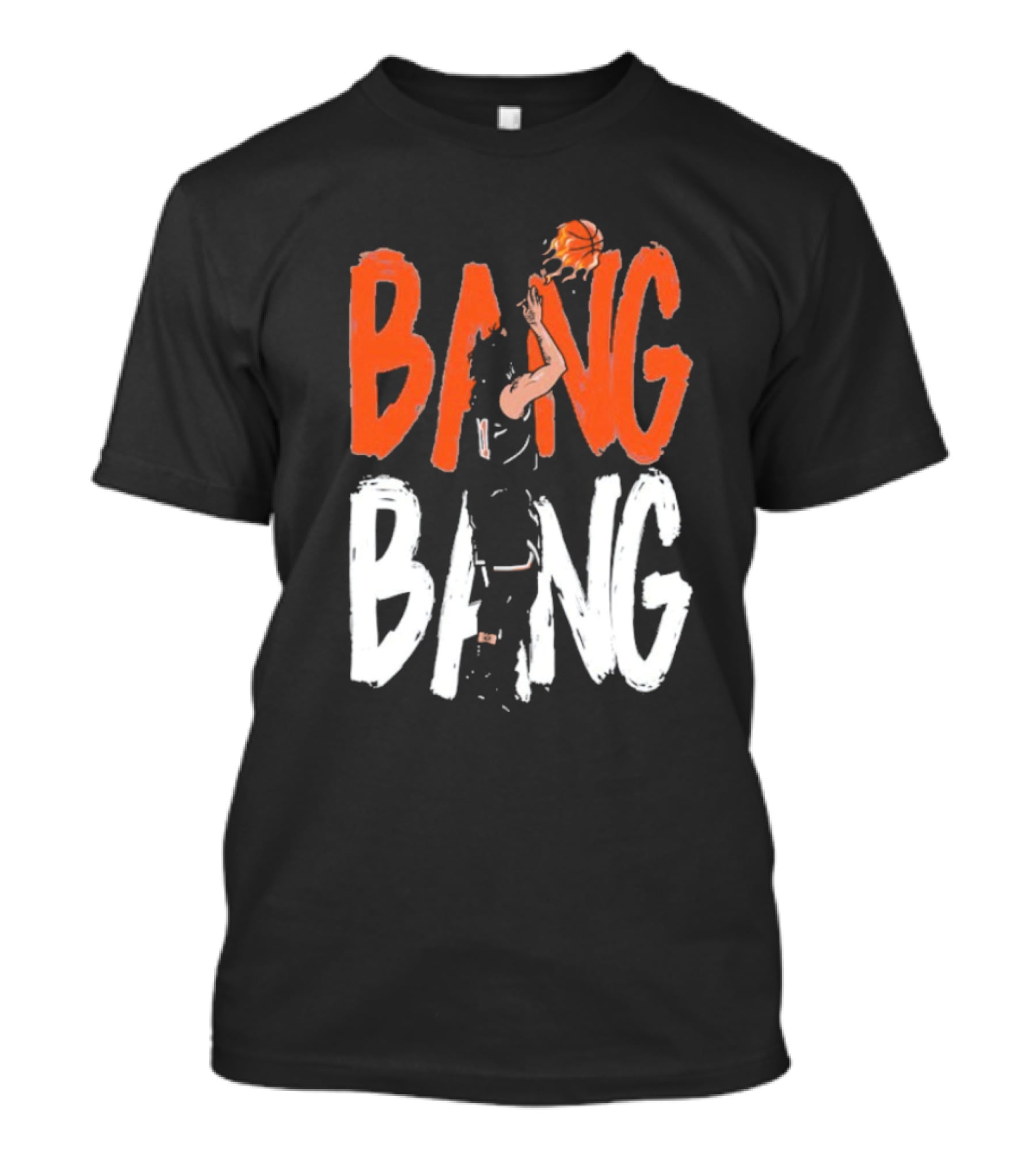 Jalen Brunson Basketball Bang Bang Orange White Combination T-Shirt