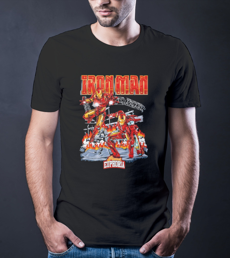 Iron Man Planet Euphoria Fiery Battle Scene T-Shirt